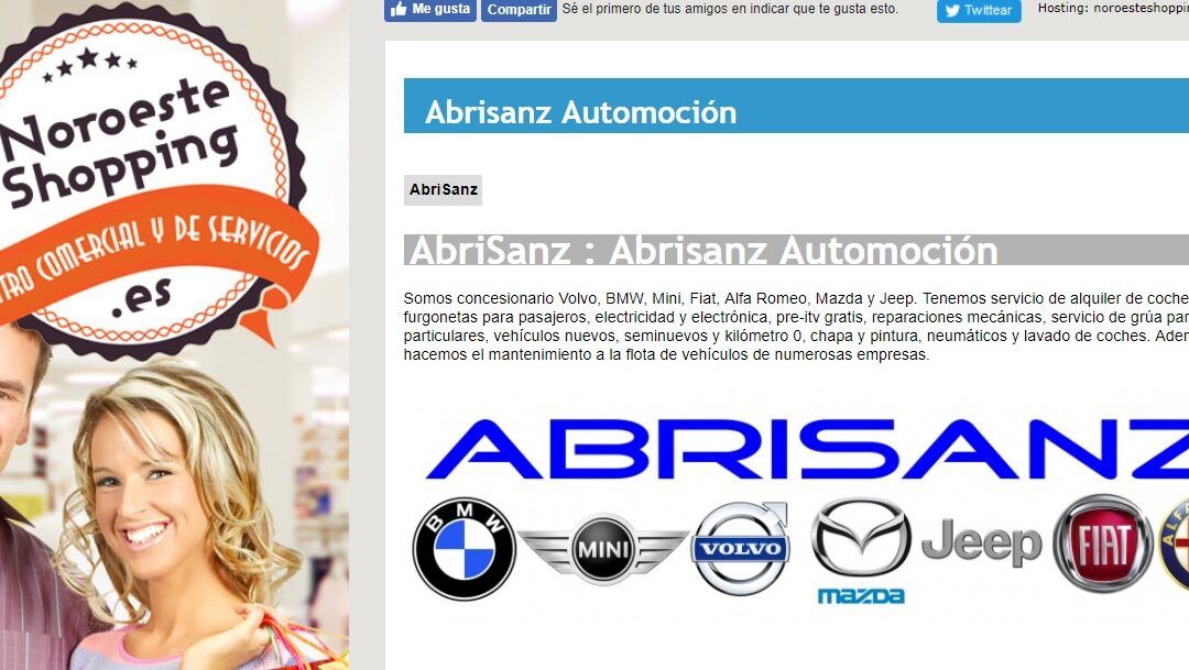 Abrisanz Automoción ya está en Noroeste Shopping, el centro comercial online de la comarca